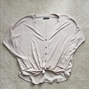 Abercrombie & Fitch Soft Cream Knit Tie Front Sweater